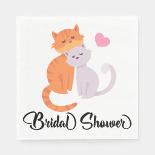 Cat Lovers Couple Wedding Bridal Shower Orange Napkin