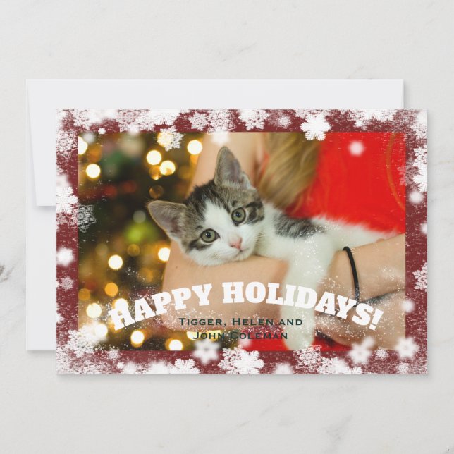 Cat Lovers custom or not photo Holiday Card (Front)
