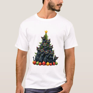Cat Lovers Cute and Funny Holiday Tree Christmas 3 T-Shirt