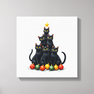 Cat Lovers Cute and Funny Holiday Tree Christmas M Canvas Print