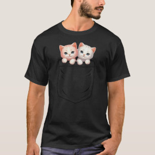 Cat Lovers Cute Funny Cat In Pocket (2) T-Shirt