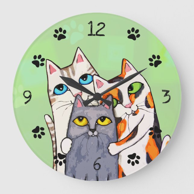 Cat Lover's Cute Kitty Wall Clock (Front)