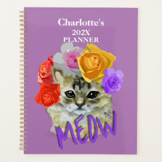 Cat Lovers Cute Meow Personalised Planner