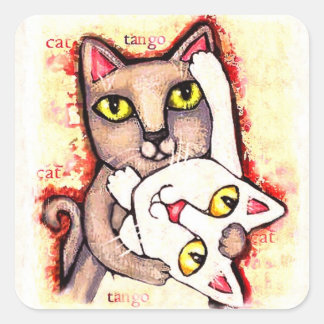 Cat Lover's Cute Tango Dance Cats Art Stickers