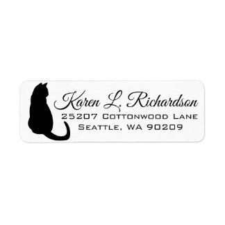 Cat Lover's Dramatic Black Cat Silhouette Address