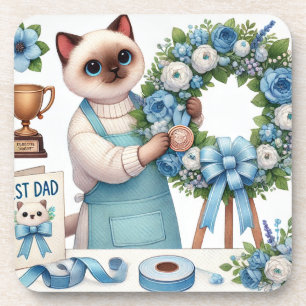Cat Lovers Father's Day Wishes for Cat Dads Coaster