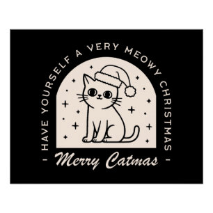 Cat lovers funny Christmas wishes black Poster