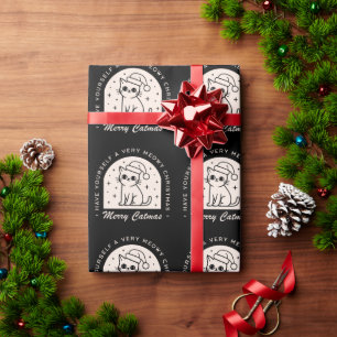 Cat lovers funny Christmas wishes black Wrapping Paper