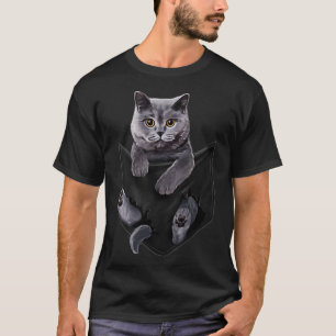 Cat Lovers Gifts British Shorthair In Pocket Funny T-Shirt