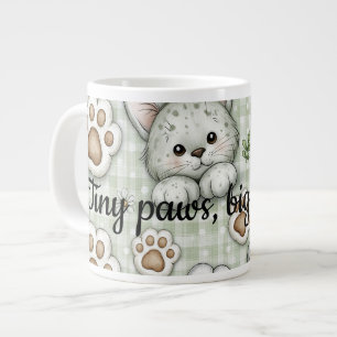 Cat Lovers Gingham Cute Cat Paws Funny Sarcastic Large Coffee Mug