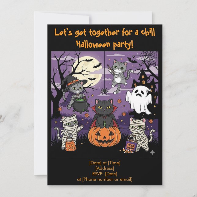 Cat Lovers Halloween Party Invitation (Front)