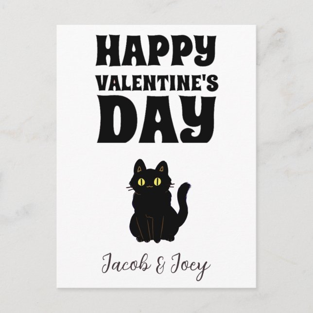 cat lovers, Happy valentines day personalise name Postcard (Front)