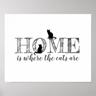 cat lovers home quote minimalist black and white poster