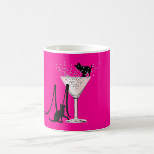 Cat Lovers Hot Pink Monogram Modern Coffee Mug