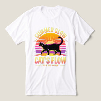 Cat Lover's Joyful Summer Glow: Sunset Cat Flow Tri-Blend Shirt