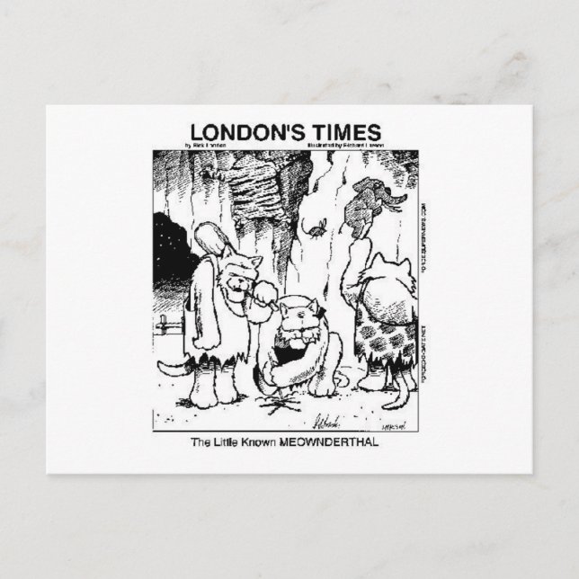 Cat-Lovers "Meownderthals" Offbeat Cartoon Gifts Postcard (Front)