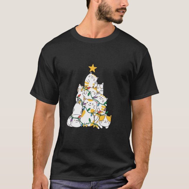 Cat Lovers Merry Catmas Cat Christmas Tree Holiday T-Shirt (Front)