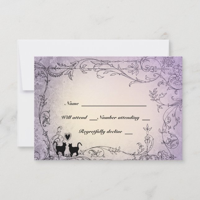 Cat Lovers Ornate Lavender RSVP (Front)