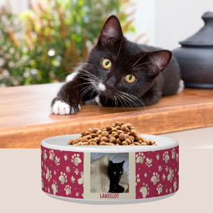 Cat Lovers Paw Prints Photo Name    Bowl