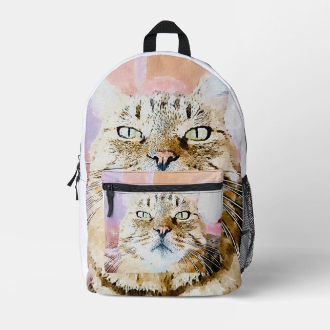 Cat Lover's  Printed Backpack (Front)