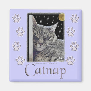 Cat Lover's Purple Paws "Catnap" Magnet