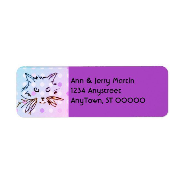 cat lovers return address label purple violet (Front)