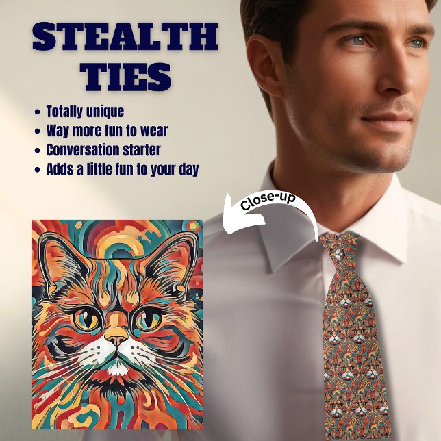 Cat Lover's Stealth Men's Tie (Creator Uploaded)