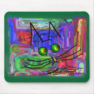 Cat Lovers "The Curious Abstract Cat" Art Mouse Mat