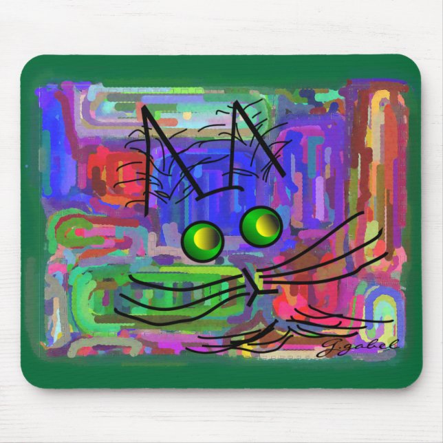Cat Lovers "The Curious Abstract Cat" Art Mouse Mat (Front)