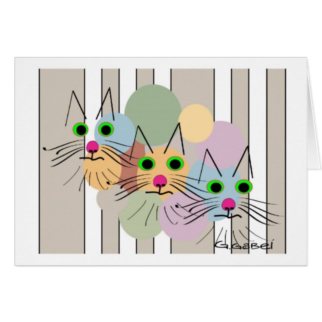 Cat Lovers "Three Amigos" Cat Art (Front Horizontal)