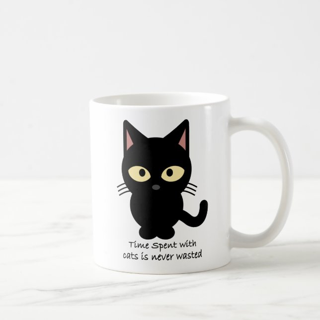 Cat lovers. Time spent with cats is never wasted Coffee Mug (Right)