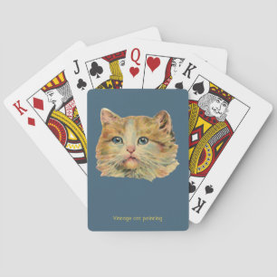 CAT LOVERS ~ VINTAGE CAT ~ Ginger Blue Pink ~  Playing Cards