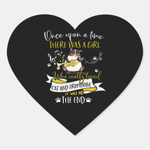 Cat Lovers Who Really Loved Cat And Trombone Heart Sticker