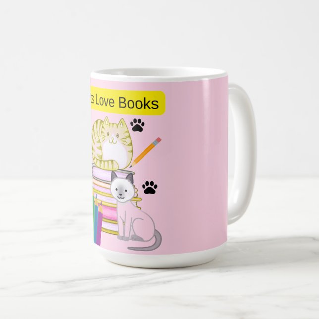 Cat Loves Books Coffee Mug (Front Right)