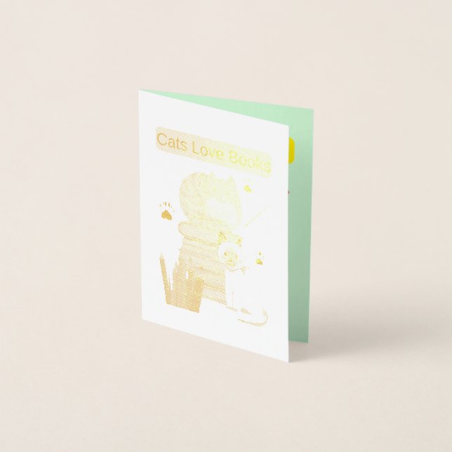 Cat Loves Books Foil Card (Front)