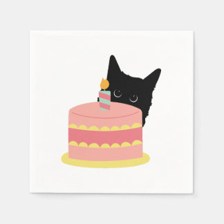 Cat Loves Cake Napkin