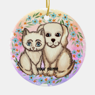 Cat Loves Dog ornament