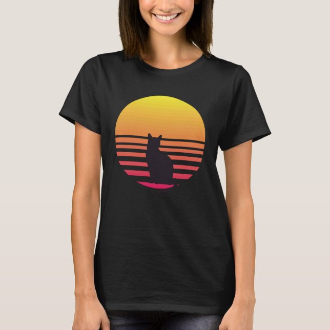 Cat Loves Sunsets T-Shirt (Front)
