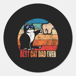 Cat Loving Daddy Fathers Day Gift Mens None Best C Classic Round Sticker