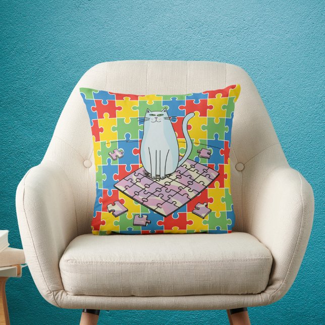 Cat loving Jigsaw Puzle Mad Cushion (Creator Uploaded)