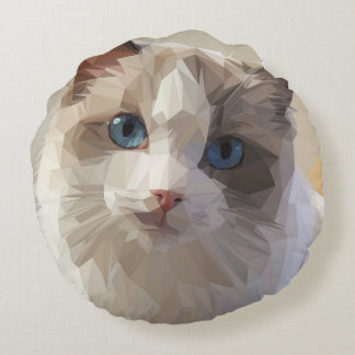 Cat Lowpoly Round Cushion