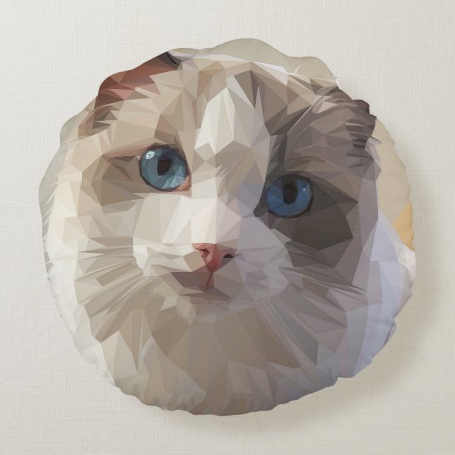 Cat Lowpoly Round Cushion (Back)