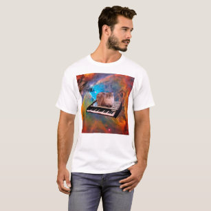 Cat lying on a keyboard in the space T-Shirt