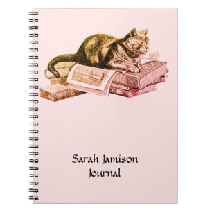 Cat Lying On Books Journal