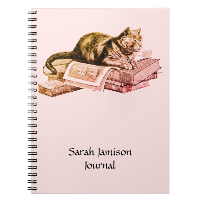 Cat Lying On Books Journal (Front)