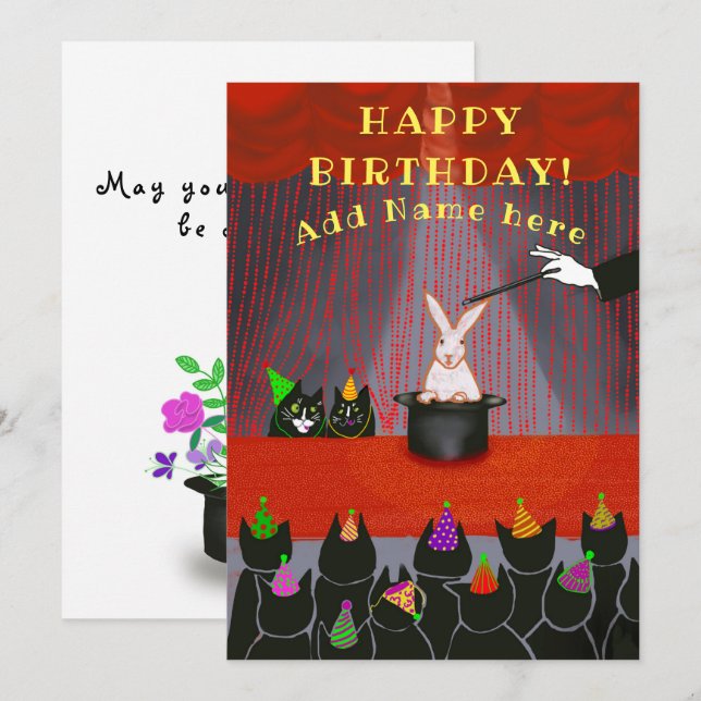 Cat magic show birthday any year Flat Card (Front/Back)