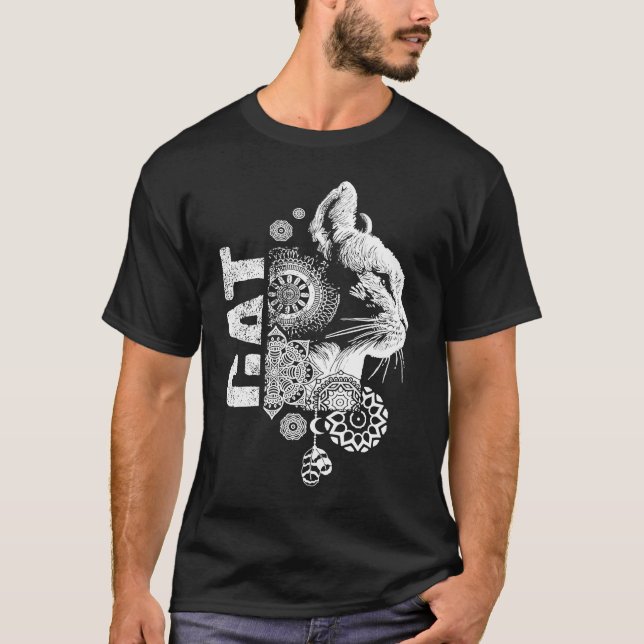 Cat Magic Signs Mandala Figure T-Shirt (Front)