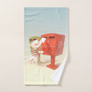 Cat Mailing a Letter Bath Towel Set