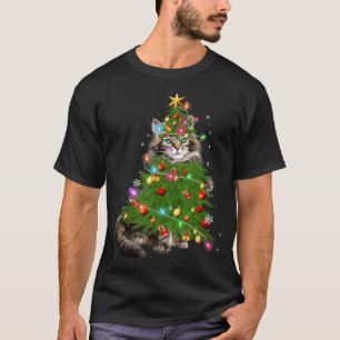 Cat Maine Coon Christmas Tree Holiday Cat Lovers X T-Shirt