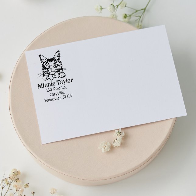 Cat Maine Coon Return Address  Rubber Stamp (Creator Uploaded)